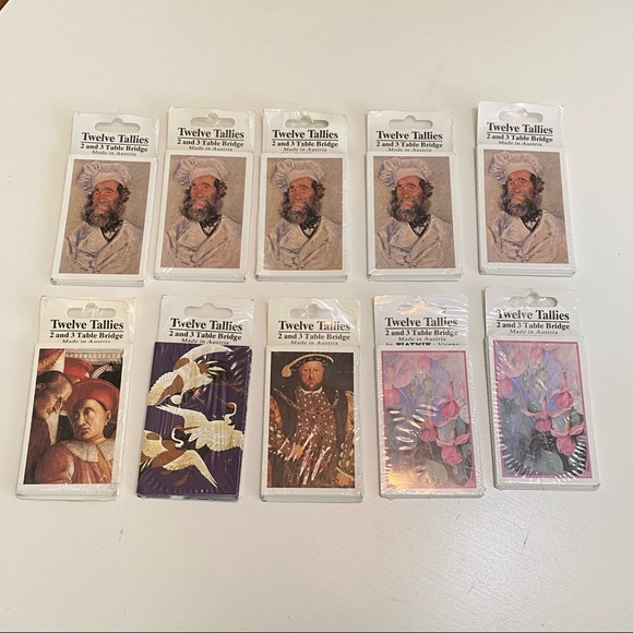 Vintage - Big lot of 10 Twelve Tallies (2 and 3 Table Bridge) Bridge Tally Cards - Picture 1 of 9